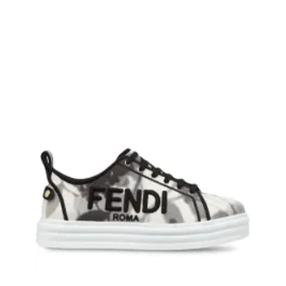 Fendi 'Flatform' White Canvas Low-Top Sneakers Size 9.5 - Picture 1 of 6